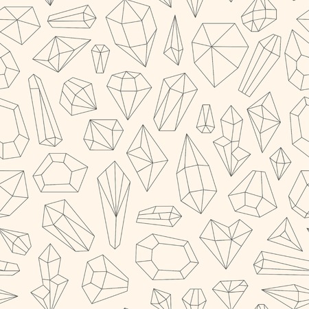 Seamless pattern made of line art crystalsのイラスト素材