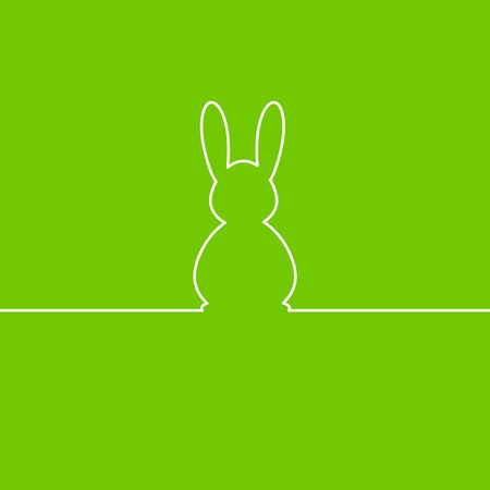 Easter bunny one line illustration on white backgroundのイラスト素材