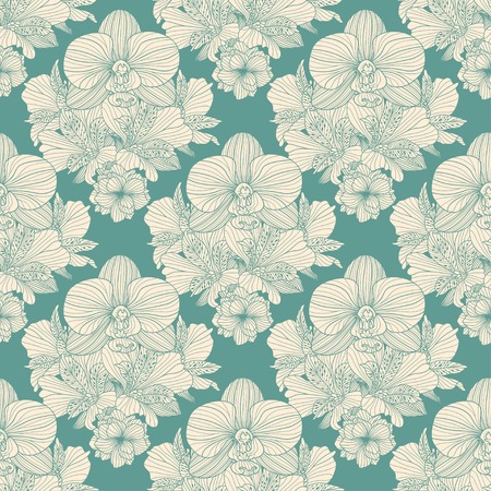 Seamless retro flower patternのイラスト素材