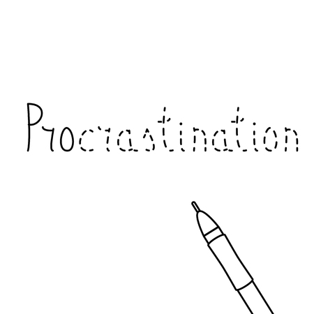Unfinished inscription of word "Procrastination"のイラスト素材
