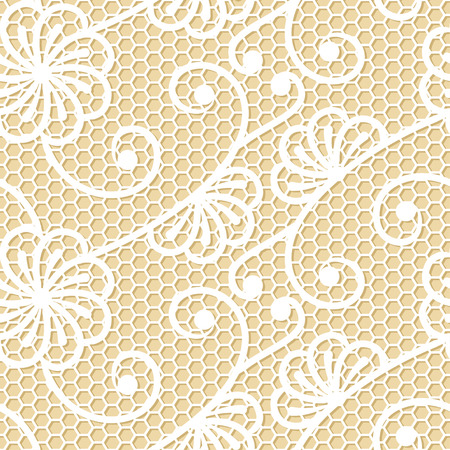 Seamless lace pattern on beige backgroundのイラスト素材