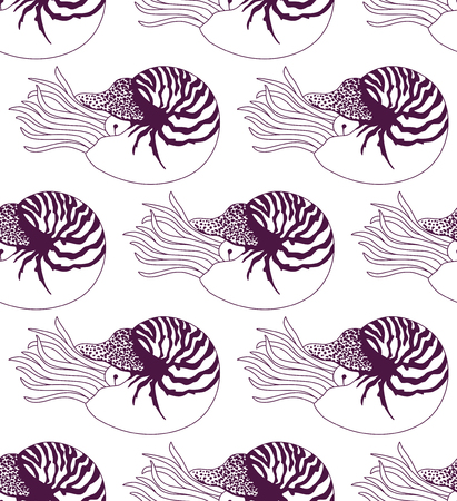 seamless pattern made of Nautilus Pompiliusのイラスト素材