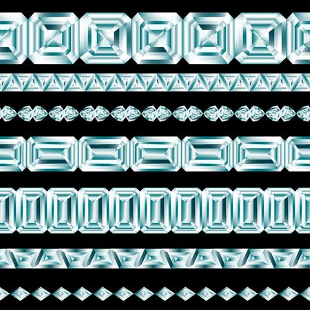 Diamond borders set on black backgroundのイラスト素材