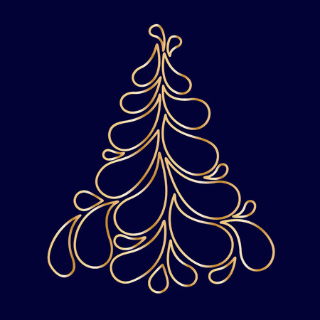 Decorative stylized Christmas tree on blue backgroundのイラスト素材
