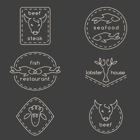 Line art restaurant logo setのイラスト素材
