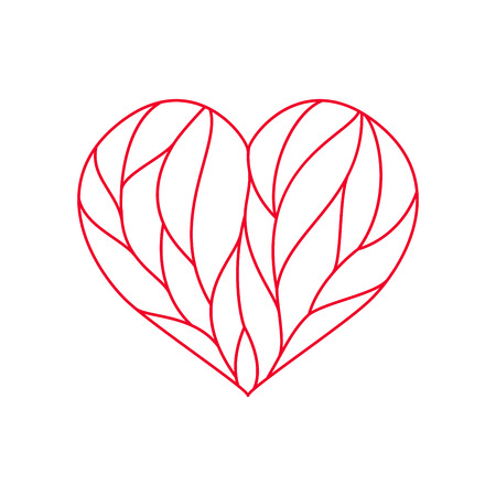 Heart composition divided with red lines on white backgroundのイラスト素材