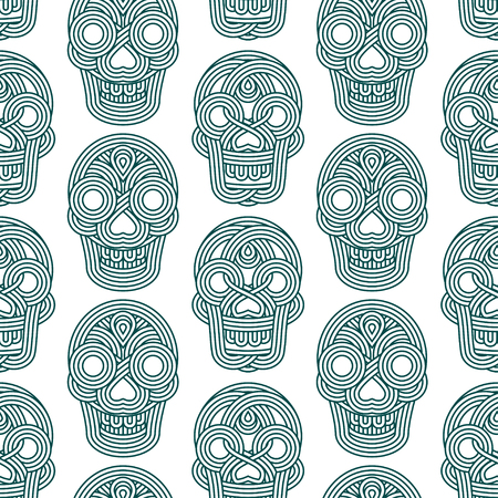 Seamless pattern made of skulls on white backgroundのイラスト素材