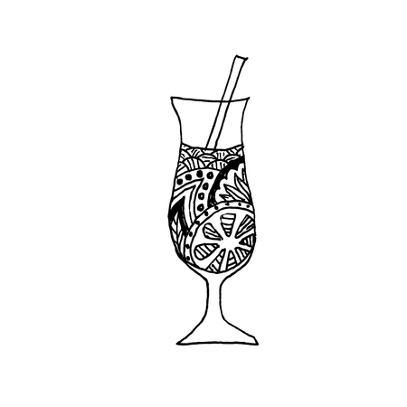 patterned cocktail on white backgroundのイラスト素材
