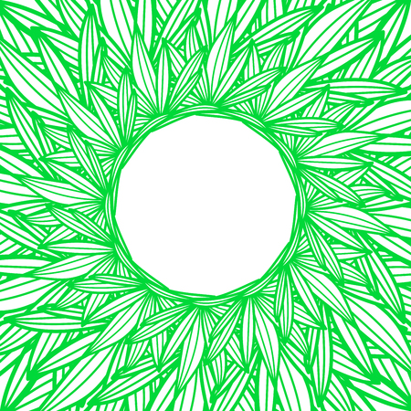 Round copyspace frame with palm leavesのイラスト素材