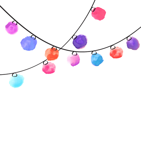 Decorative background with watercolor blots garlandのイラスト素材