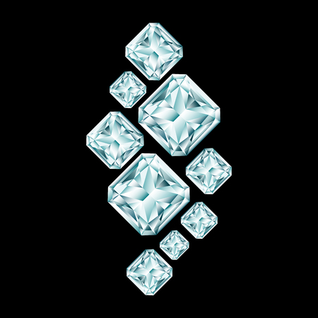 Abstract diamond composition on black backgroundのイラスト素材