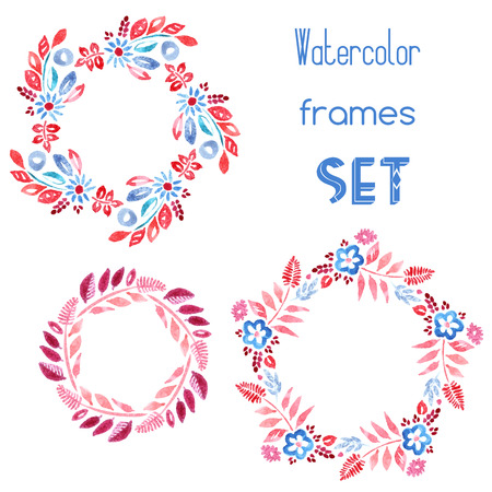 Watercolor floral frames setのイラスト素材