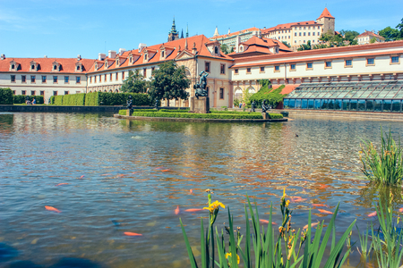 The pond in Wallenstein Garden in Prague, Czech Republic. June 2010のeditorial素材
