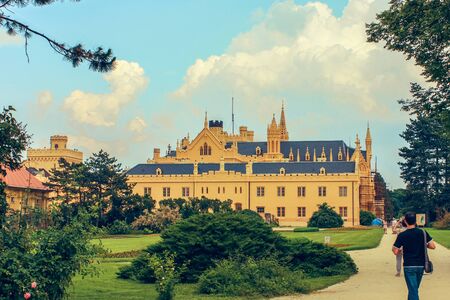 Moravia, Lednice, Czech republic june 2010. Impressive Lednice palace and beautiful parkのeditorial素材