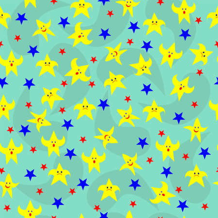 Sea stars hand drawn seamless pattern. Marine and summer background.の写真素材