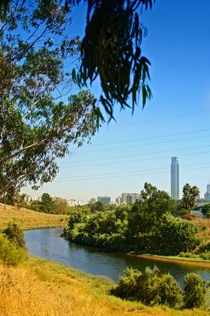 Tel Aviv skyline, river walk and business districtの写真素材