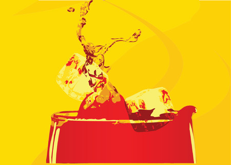 Rear lit glass  red punch on ice  and neutral backgroundのイラスト素材