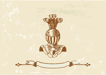 Ancient knight Helmet on the Grunge background. Vector illustration.のイラスト素材