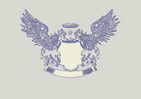 An heraldic shield or badge, blank so you can add your own images . Vector illustration.のイラスト素材