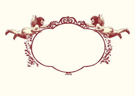 frame with two herubs. Can by used as wedding invitation, love letter, valentine's day postcardのイラスト素材