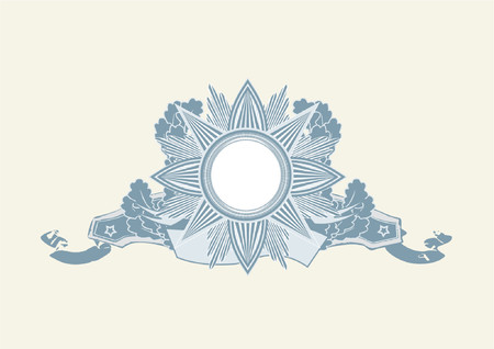 Insignia -  star shaped  with banner  .  Blank so you can add your own images. Vector illustration.のイラスト素材