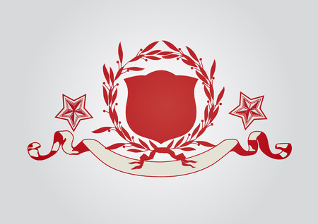 An heraldic shield or badge with stars, blank so you can add your own images.  Vector illustrationのイラスト素材