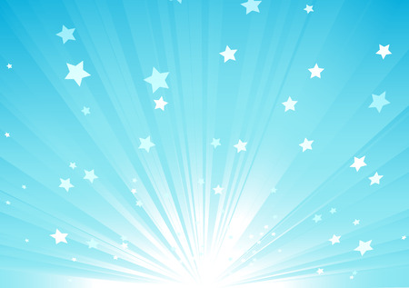 Vector illustration of blue Abstract background with light rays and burst of starsのイラスト素材