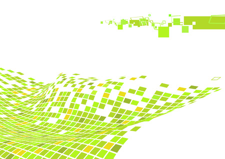 Vector illustration of organic wave surface made of green squares のイラスト素材