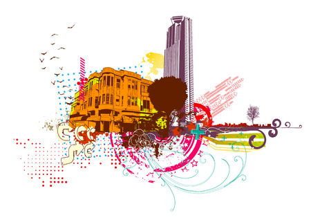 Vector illustration of style urban backgroundのイラスト素材