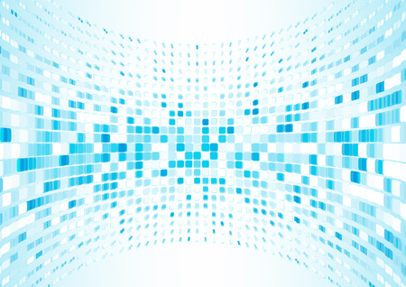 Vector illustration of organic semicircle surface made of blue squaresのイラスト素材