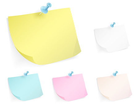Vector illustration of post-it note with push pin stack, ready to put your messages on itのイラスト素材