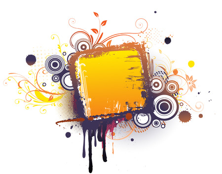 Vector illustration of urban floral background with Design elements over grunge stained frame.のイラスト素材