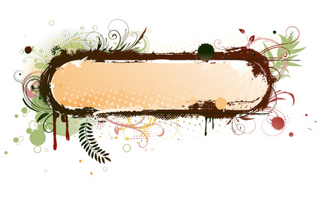 Vector illustration of urban floral background with Design elements over grunge stained frame.のイラスト素材