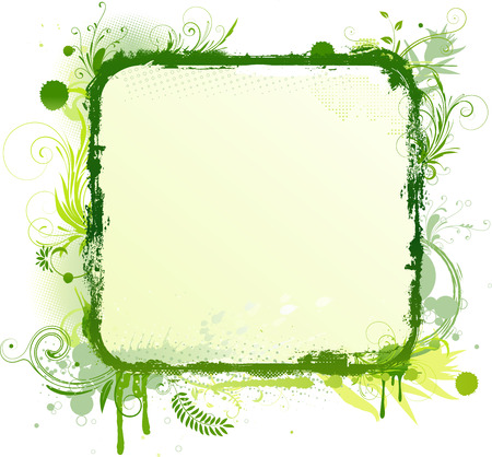 Vector illustration of green Floral Decorative frameのイラスト素材