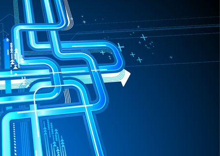  illustration of blue abstract lines background made of a lot of arrowsの写真素材