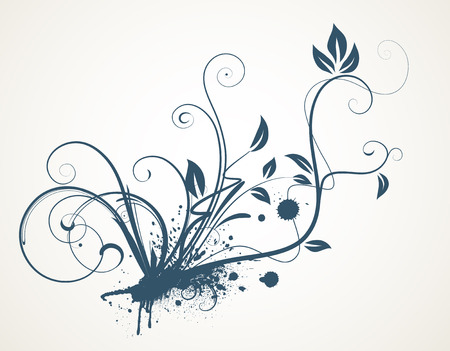 Vector illustration of funky Grunge Decorative scroll designのイラスト素材