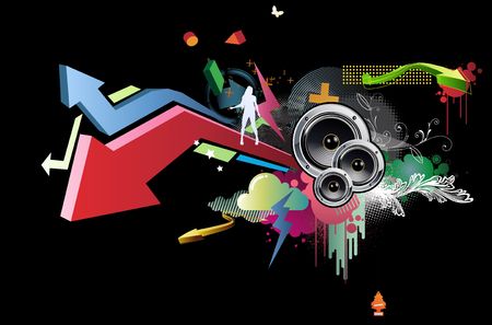 illustration of grunge abstract party Background with music design elementsのイラスト素材