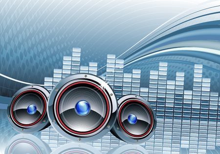 illustration of abstract party Background with three cool speakers の写真素材