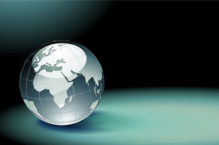 illustration of abstract dark background resembling motion blurred light with Glossy Earth Globe  のイラスト素材