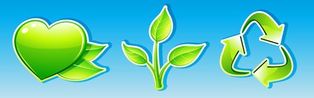 illustration of green ecology icon setの写真素材