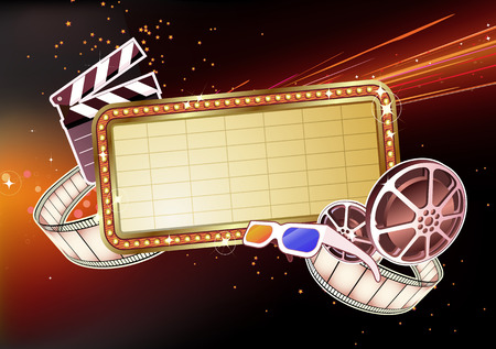 illustration of  retro illuminated Movie marque Blank sign のイラスト素材