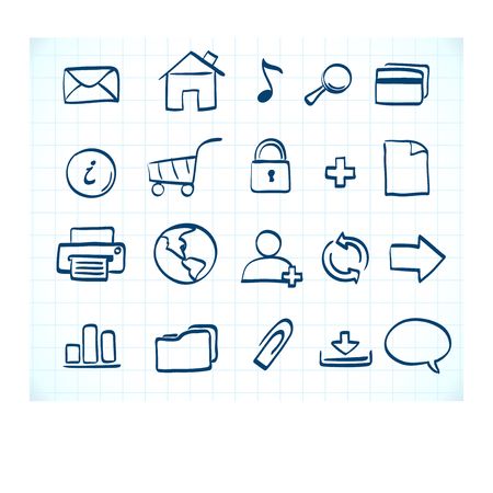illustration of style handwriting icon set  for common internet functionsの写真素材