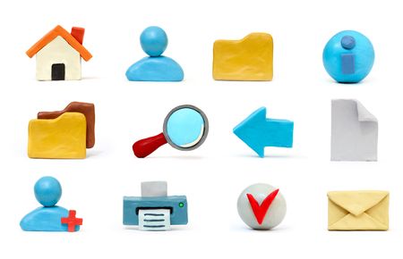 Hand made plasticine icon set  for  common internet functionsの写真素材