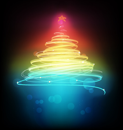 Vector illustration of Abstract  Christmas tree on the black background.のイラスト素材