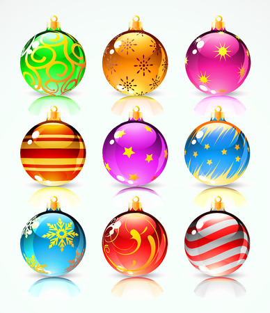 Vector illustration of Different shiny Colored Christmas Baublesのイラスト素材