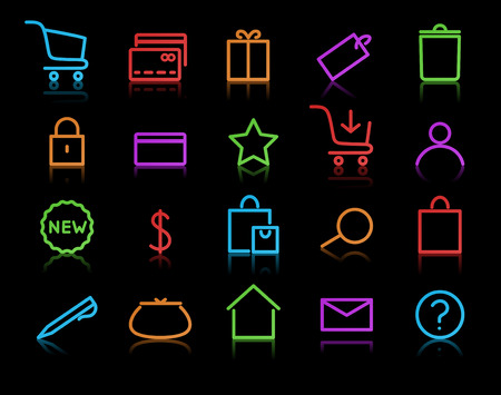  illustration of neon original e-commerce Icon Set, good for web, software etc. のイラスト素材