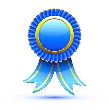 Vector illustration of blue badge and ribbonのイラスト素材