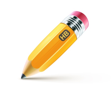 Vector illustration of sharpened fat yellow pencil isolated on white backgroundのイラスト素材