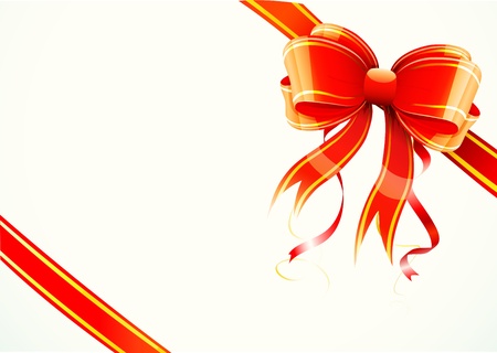 Vector illustration of shiny red gift bow and ribbon wrapped around a rectangle like a presentのイラスト素材