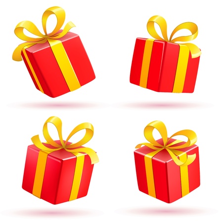 illustration set of shiny red gift boxesのイラスト素材